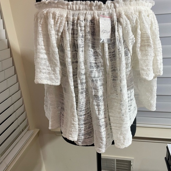 FREE PEOPLE WOMEN'S THRILLS AND FRILLS OFF THE SHOULDER SWEATER TOP NEW L - Picture 9 of 9